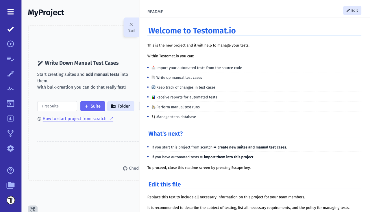 Testomat.io - New blank project